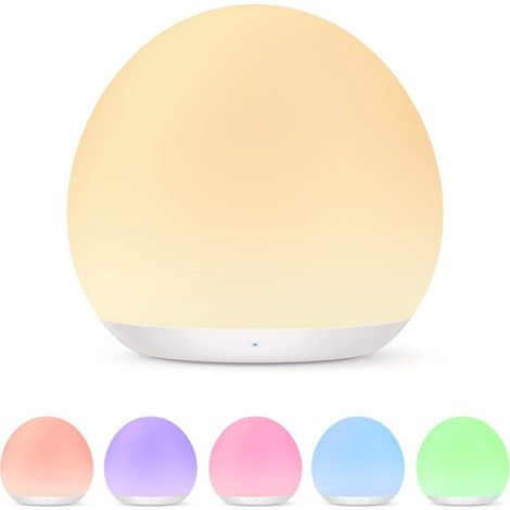Eiförmiges Baby-Nachtlicht (sieben wechselnde Farben + stufenlos einstellbare Lichtintensität, Touch-Ladefunktion)