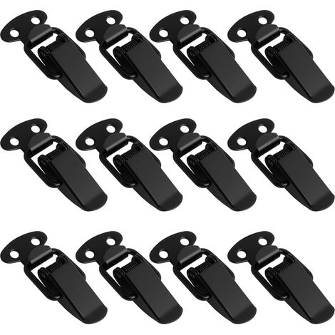 12 Verrou A Ressort Acier Inoxydable Noir, Bascule Levier Pour Valise Boîte Outil Tiroir (Petit Modèle) (1/5)