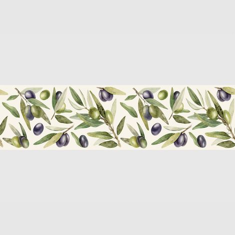 Frise auto-adhésive - Branche d'olivier sur fond blanc - 500x13,8 cm (1/5)