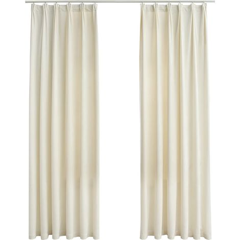 Maison Exclusive - Tende Oscuranti con Ganci 2 pz Crema in Velluto 140x225 cm
