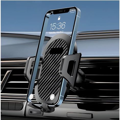 Support Téléphone Voiture, Porte Téléphone Voiture, Porte Téléphone Portable, Voiture Très Stable Libération Rapide, 360° Support Universel Portable pour Grille D'Aération(Support Sortie d'air) (1/5)