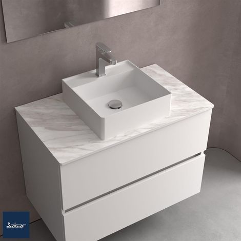 Lavabo à poser TALEA sans siphon ni bonde à clapet SURFACE SOLIDE BLANC MAT 360 x 115 x 360 mm (1/4)