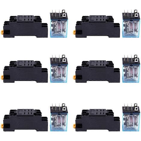 Relais de puissance DPDT à bobine 220 V CA 6X LY2NJ HH62P-L JQX-13F, 8 broches, avec support PTF08A (1/5)