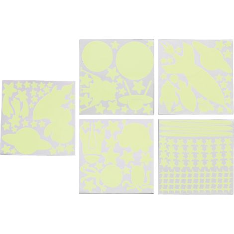 184 autocollants fluorescents thème fusée, stickers phosphorescents plafond vert brillant (1/5)