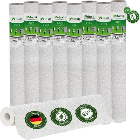 Veluxis® Papier peint intissé PRO 25,00 m x 1,06 m (micro-texturé, lot de 8) – excellent rapport qualité-prix, idéal pour les grandes surfaces et les plafonds – Fabriqué en Allemagne