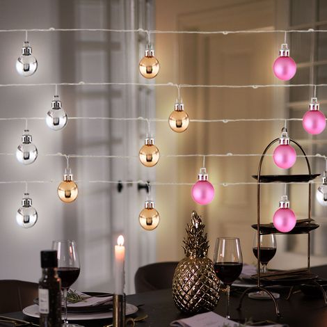 Catena luminosa a LED Catena luminosa natalizia 100x palline decorazioni colorate, 5x 20 0,03W bianco caldo, L 220 cm
