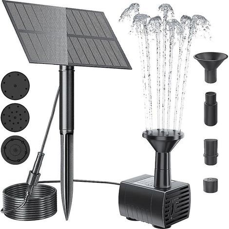 Pompe à eau solaire pour fontaine, idéale pour abreuvoir à oiseaux, jardin ou piscine. (1/5)