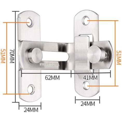 Moraillon Porte Acier Inoxydable Serrure Loquet Coulissante Angle Droit 90 Degrés Brossé (1/4)