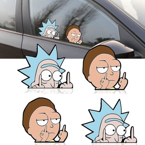 Autocollants réfléchissants Rick et Morty, stickers amusants pour voiture, moto, fenêtres, carnet (1/5)