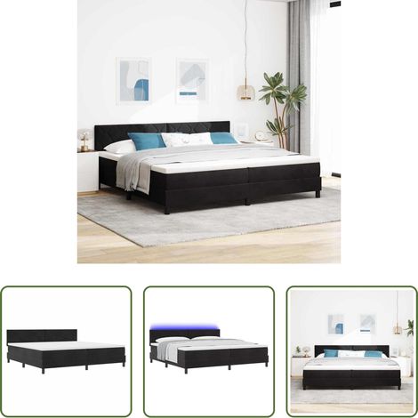 vidaXL Samtbett - LED Boxspringbett mit Matratze Schwarz 200 x 200 cm Samt (1/5)