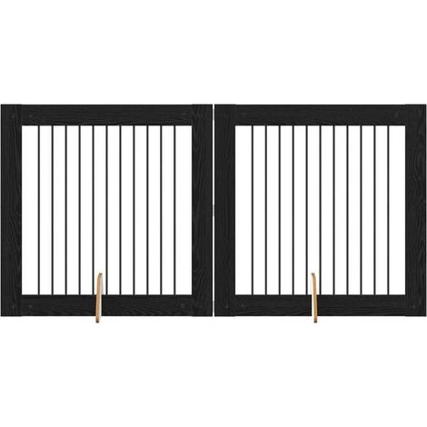 Barrières pour chiens avec cadre de support, ensemble de 2 pièces, chêne noir. (1/5)