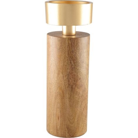 Chandelier Bougeoir en Bois et Métal Doré Hauteur 23 cm pour Décoration Intérieure - PANGIVO (1/2)