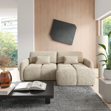 Wendbares Ecksofa mit Schlaffunktion Vittoria beige meliert (1/5)