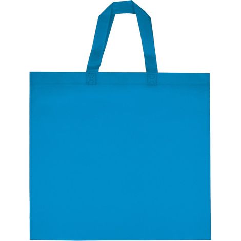 Bolsa fabricada en material no tejido (TNT), plana y cuadrada con asas cortas CHARLOTTE  Azul tropical