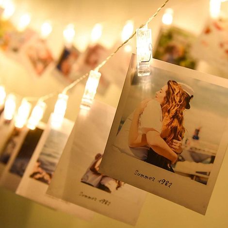 Chaîne de pinces lumineuses LED pour photos, 20 guirlandes lumineuses féeriques, clips pour décoration intérieure (1/5)