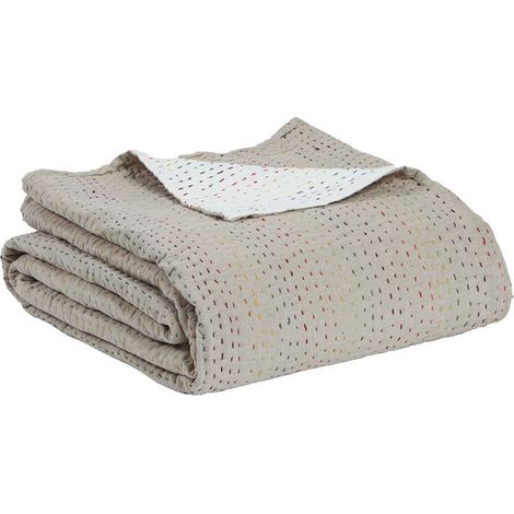 Couvre-lit Matelassé en Coton Multicolore - Jeté de Lit et Plaid Canapé 240 x 260 cm - PANGIVO (1/3)