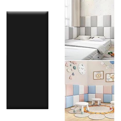 Lot de 4 autocollants muraux noirs anti-collision pour dossier, 30 x 60 cm, pour l'intérieur (1/5)