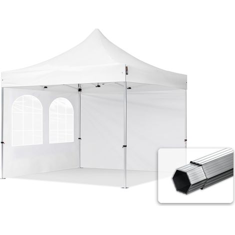 3x3m Pop Up Gazebo PROFESSIONAL Aluminium 40 mm, incl. Sidewalls with Windows, white High Performance Polyester approx. 400g/m² (1/5)