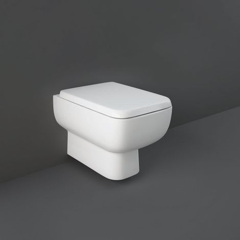 RAK Series 600 Rimless Wall Hung Toilet with Hidden Fixations - Slim Wrap Over Urea Soft Close Seat (1/4)