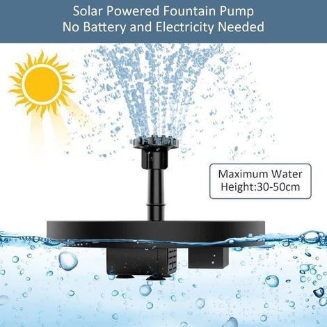 Fontaine Solaire Exterieure de Jardin,Fontaine Exterieure de Jardin avec 6 Buses,Pompe Solaire Bassin Exterieur (1/5)