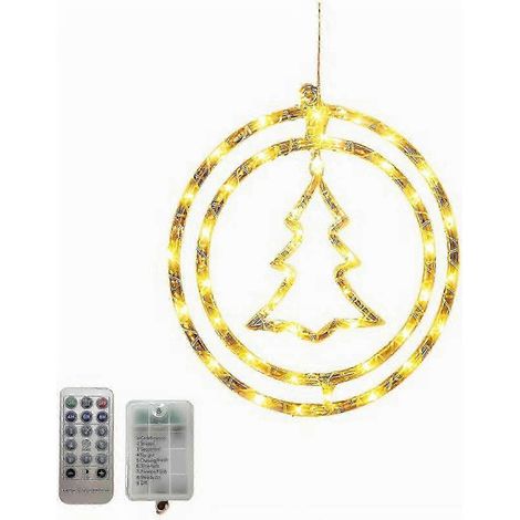 Sapin de Noël blanc, décoration de fenêtre avec télécommande, fonctionne à piles, décoration de Noël extérieure pour Noël (1/5)