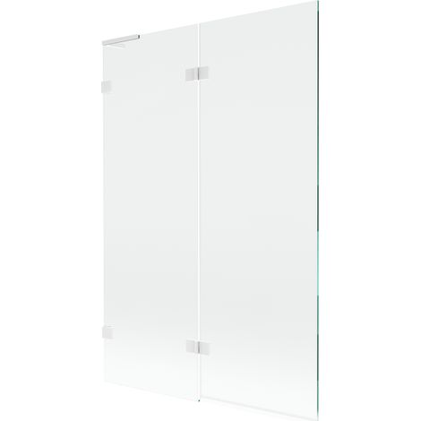 Mexen Lunar L Badewannenwand 2-flügelig links 120 x 150 cm, transparent, weiß - 897L-120-100-20-00-L (1/5)