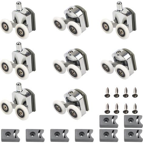 Rowoythk – 23-mm-Duschkabinenrollen – 4 obere und 4 untere Rollen – Zinklegierung mit Chrombeschichtung – Langlebige Kunststoffräder (1/5)
