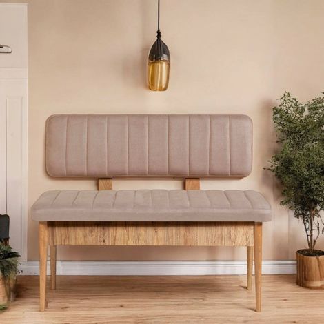 Banco Salento, Soporta hasta 150 kg, Estructura Rosa, Altura Asiento 51 cm, 110x40x85h cm Roble Marrón (1/5)