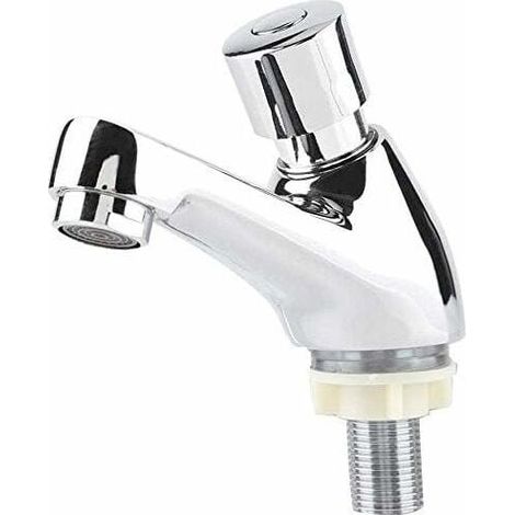 Zeitgesteuerter Handwaschtischhahn, verchromter Waschtischhahn mit automatischer Abschaltung, wassersparender Hahn für Küche, Bad und WC (1/5)