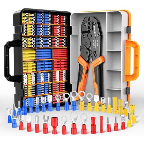 Pince à sertir avec 425 connecteurs isolés 0,5-6mm² et boîte de rangement (1/5)