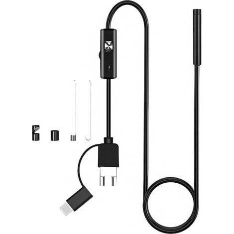 3-in-1 USB MicroType-C Ultra-Thin 5.5mm Semi-Rigid Inspection Camera, USB Endoscope Camera, IP67 Waterproof for Android and Windows Phones (5 meters) (1/5)