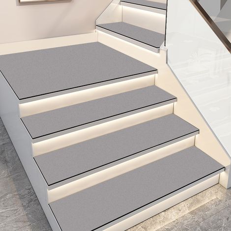 Ensemble de tapis de marche d'escalier - Gris - 2665 cm - 3 pièces - Matériau en terre de diatomées - Antidérapant - Absorbant l'eau pour les escaliers intérieurs de la maison (1/5)