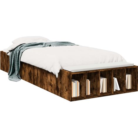 Cadre de lit avec rangement avec étagère Chêne fumé 80 x 200 cm vidaXL (1/5)
