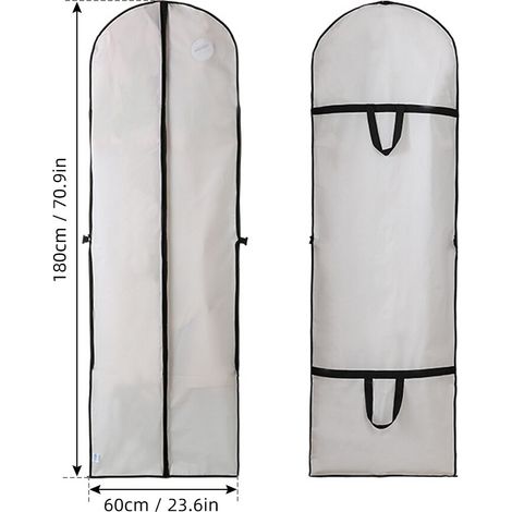 [Schutz für Brautkleider] 4 wasserdichte und antistatische Kleidersäcke aus PEVA, Maße 180 x 60 cm, mit Reißverschluss, tragbar und leicht für optimale Aufbewahrung (1/5)