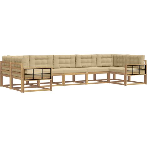 Outdoor Sofa Set with Cushion 7 pcs White and Beige vidaXL (1/5)