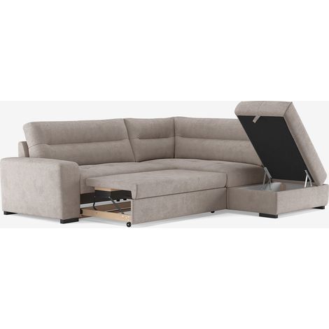 3-Sitzer Schlafsofa mit rechter Récamiere, Stoffbezug, Stauraum Kosta - Grau (1/5)