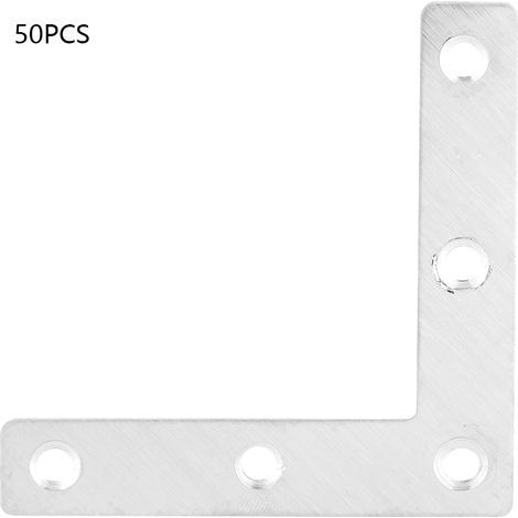 50 pièces Connecteurs d'angle en acier inoxydable pour meubles, plaques de fixation en L (80mm) (1/5)