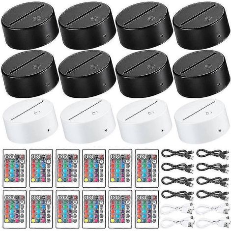 12er-Pack 3D-LED-Nachtlichter in 16 Farben mit Fernbedienung für Acryl (1/5)