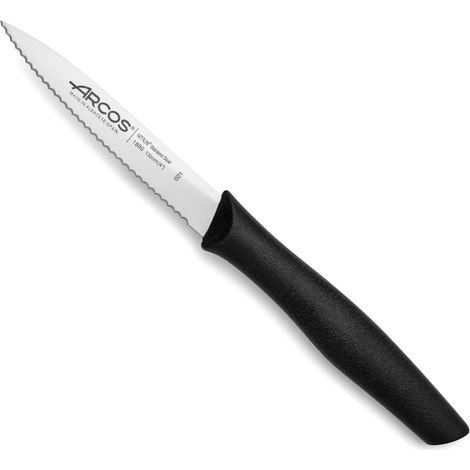 Coltello Mondador Arcos Nova 188610 in acciaio inox Nitrum e mango Polipropilene, colore nero 10 cm lama in scatola espositiva (1/5)
