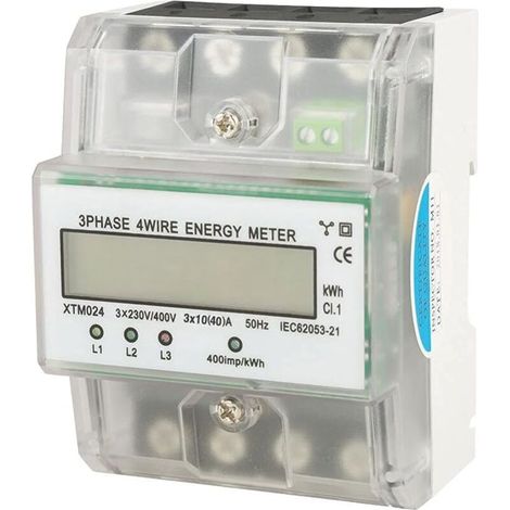 KZQ Contatore di energia KWh monofase, wattmetro elettronico digitale trifase a 4 fili per guida DIN con coperchio trasparente (10 (40) A) (1/4)