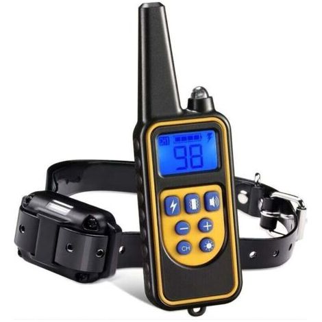 Collare per addestramento cani ricaricabile, portata 800 m, con modalità vibrazione, suono, scossa statica e luce, resistente all'acqua IPX67, adatto a cani di piccola e media taglia.