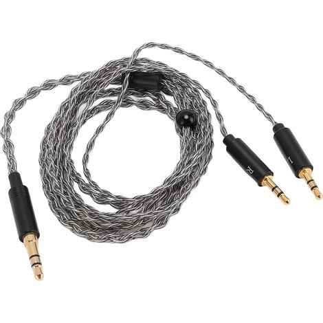 Câble de remplacement pour casque audio HE400S, HE560 et HE350 : prise jack 3,5 mm vers double prise jack 2,5 mm, âme en cuivre plaqué argent. (1/5)