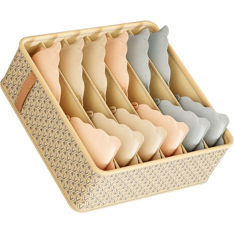 Organisateur de tiroir pour placard, séparateurs en tissu pour commode, conteneurs de rangement peu encombrants qui évitent l'encombrement, couleur beige, grande taille avec 6 compartiments, 32x32x11c (1/5)