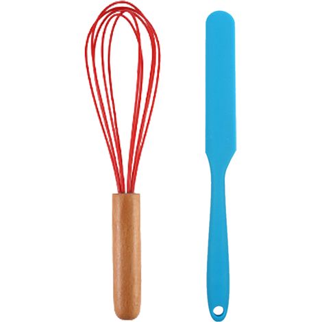 Ensemble Ustensiles Cuisine - Silicone Et Bois Resistants A La Chaleur - Pour Cuisson Et Service - Lot De 2 (1/5)