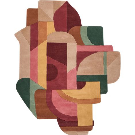 Area Rug Multicolour Wool Irregular Shape Geometric Pattern 160 x 230 cm Retro Style Living Room INDORE (1/5)