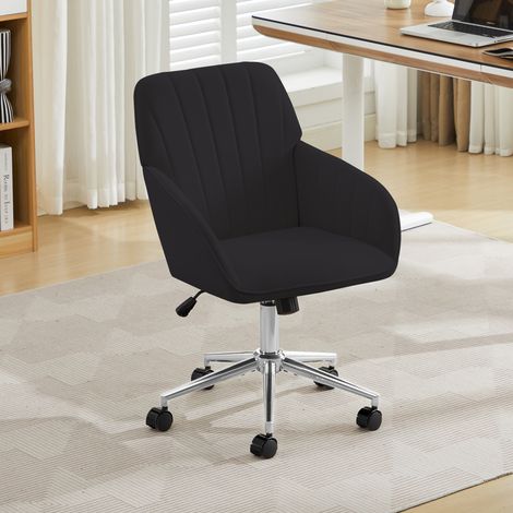Höhenverstellbarer Bürodrehstuhl für Zuhause und Schlafzimmer, ergonomischer Drehstuhl mit Rückenlehne, geeignet für langes Sitzen.Schwarz