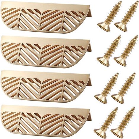 Poignées de meubles en forme de feuille (vis incluses), poignées de meubles de cuisine, poignées de meubles dissimulées (1/5)