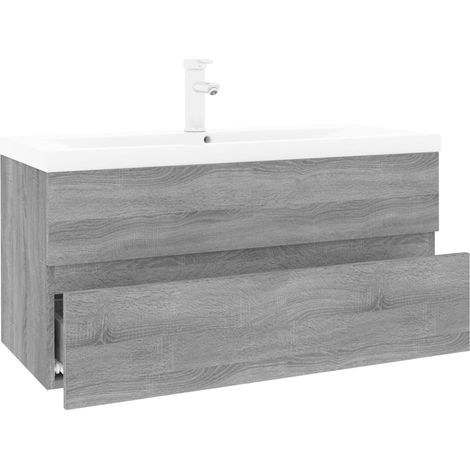 Maison Exclusive - Waschbeckenschrank mit Einbaubecken Grau Sonom