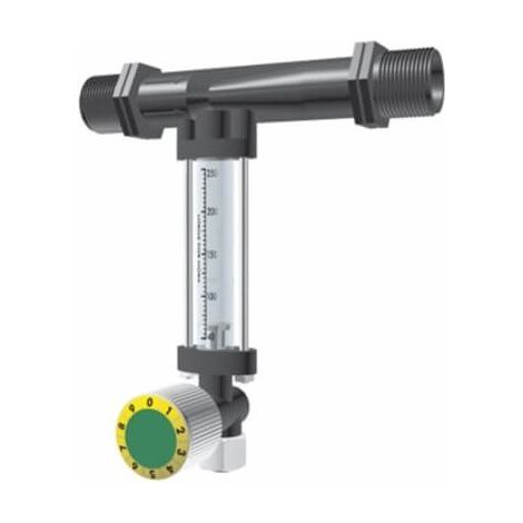 Inyector Venturi 25Ø 5mm con llave dosificadora y caudalímetro (1/2)
