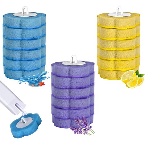 Brosse WC jetable, avec 18 recharges de nettoyant, système de nettoyage des toilettes avec têtes de recharge jetables, kit de barre de WC murale (18 têtes de nettoyage de rechange) (1/5)